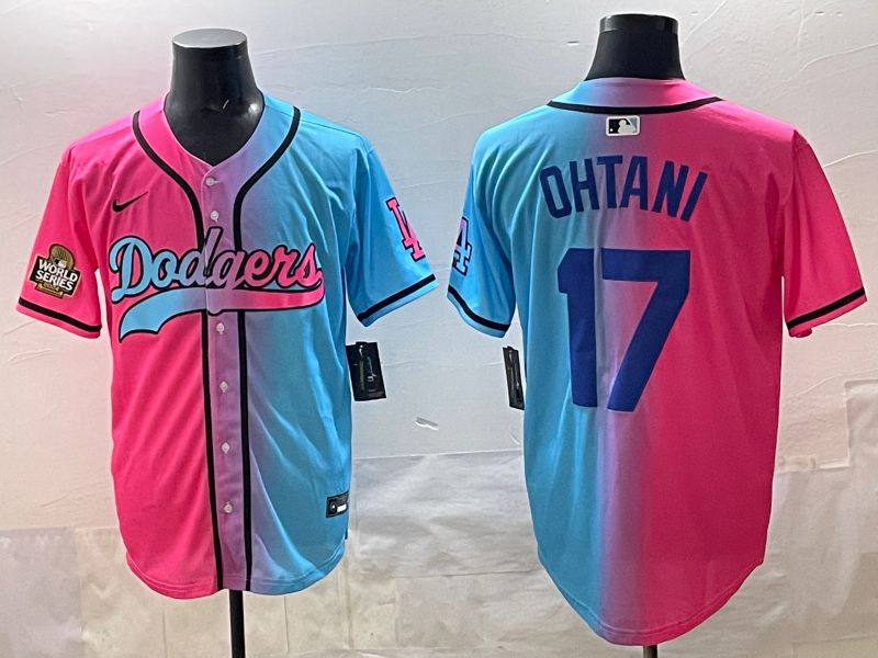 Men Los Angeles Dodgers #17 Ohtani Blue pink Game 2025 Nike MLB Jersey style 0013